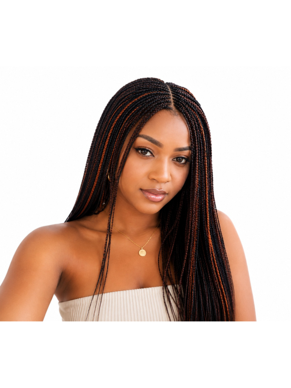 Handmade 22" Box Braids Lace Closure Wig 33/30 Brown Auburn 22 Units